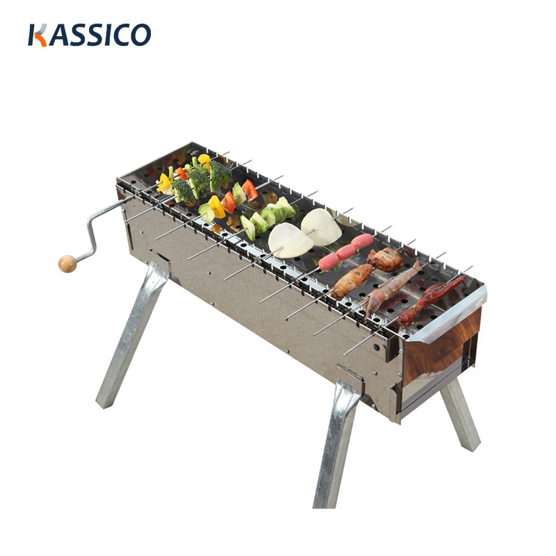 Parrilla de carbón para barbacoa de acero inoxidable con varilla giratoria de 360 ​​grados