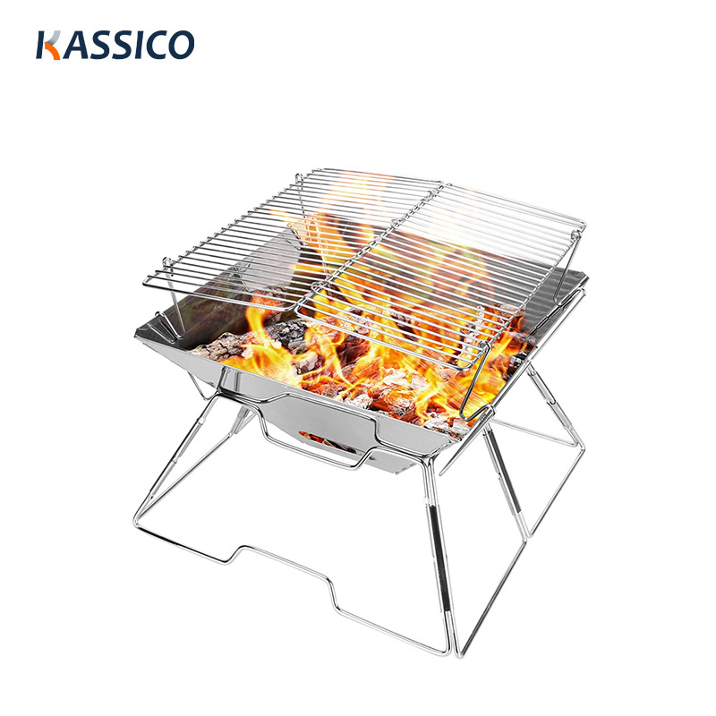 Parrilla de carbón plegable para fogatas: quemador de estufa de leña para exteriores