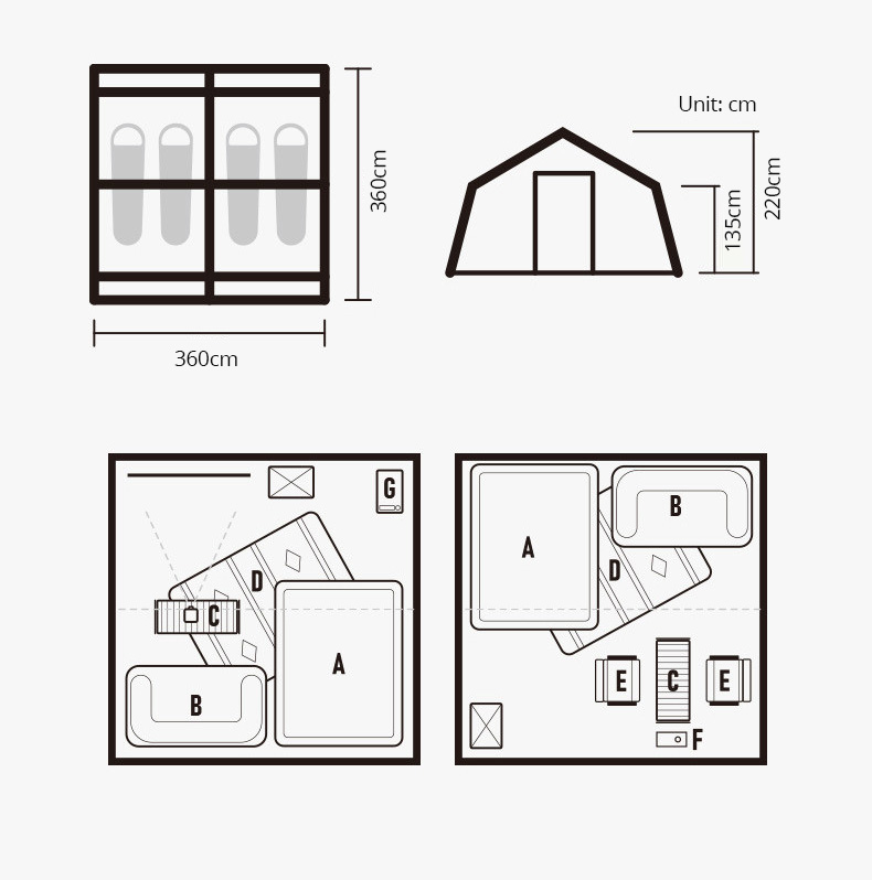 Tienda inflable grande de dos habitaciones para casa, tienda para fiestas para varias personas