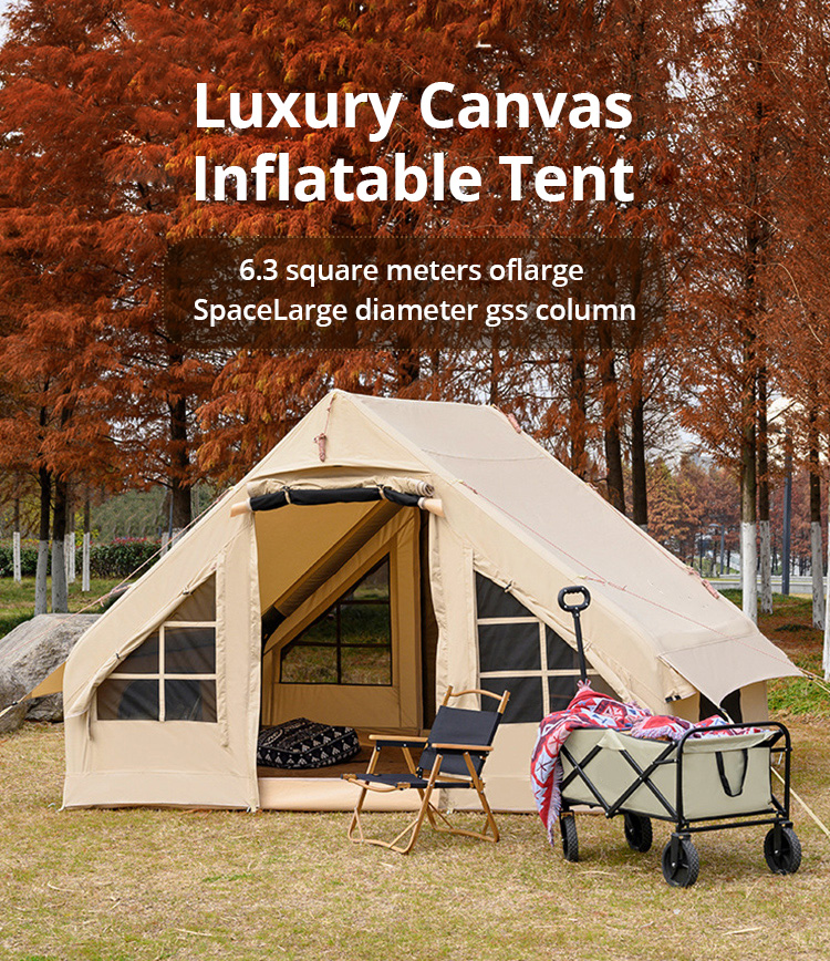 Tienda inflable de lona de lujo glamping de 6.3/12㎡ con poste de aire