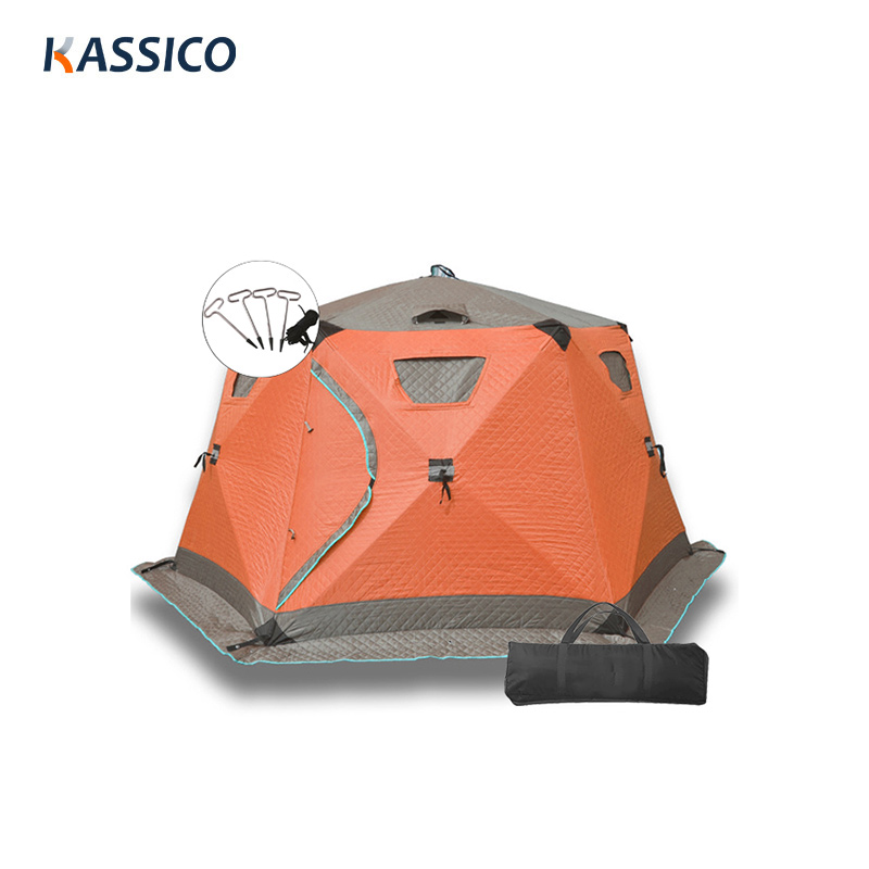 Tienda de campaña para pesca en el hielo emergente al aire libre y casa de pesca con aislamiento para el invierno