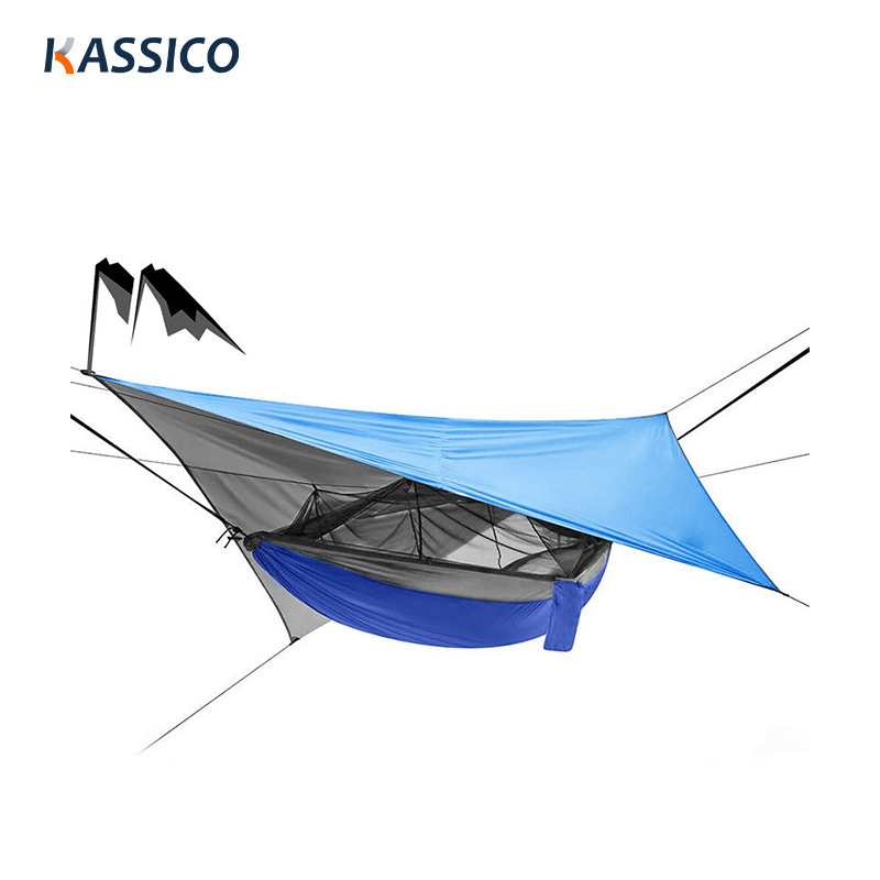 Conjunto de mosquitero y toldo para lluvia para exteriores: hamaca para acampar con columpio