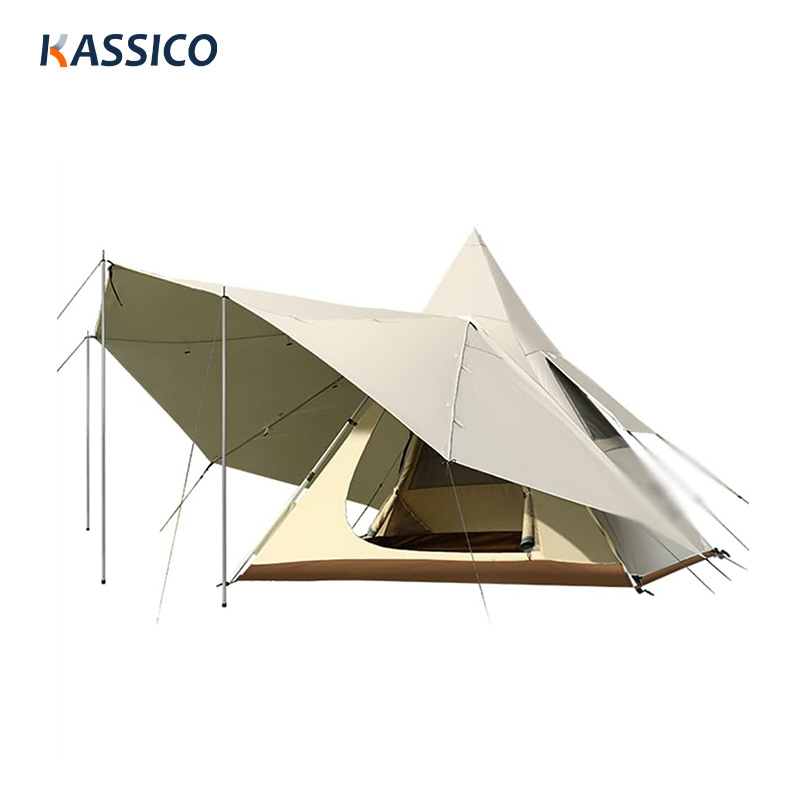 Tienda de campaña tipo tipi de doble capa con dosel para viajes, pícnic y festivales