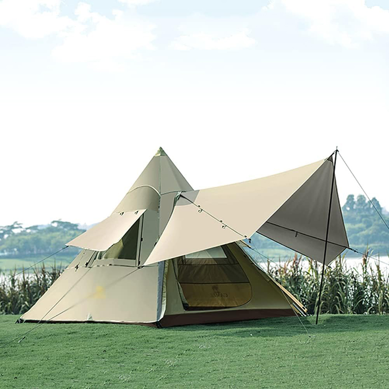 Tienda de campaña tipo tipi de doble capa con dosel para viajes, pícnic y festivales