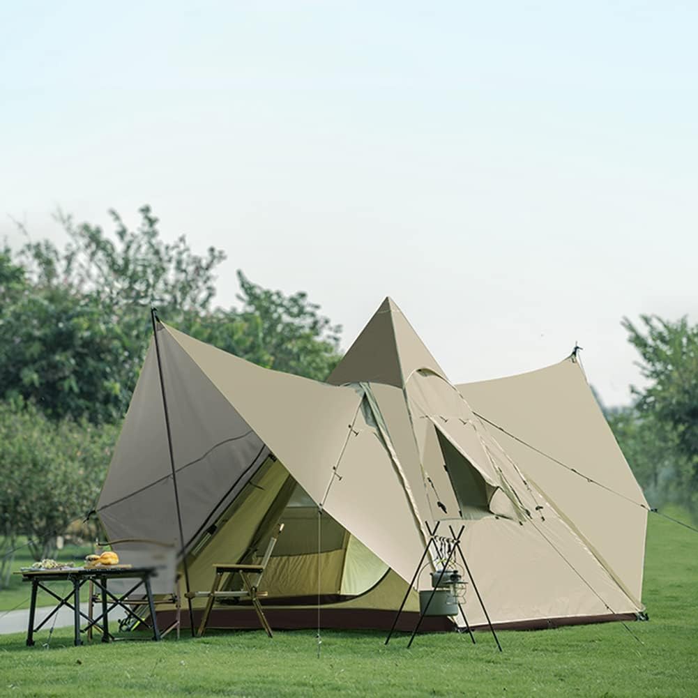 Tienda de campaña tipo tipi de doble capa con dosel para viajes, pícnic y festivales