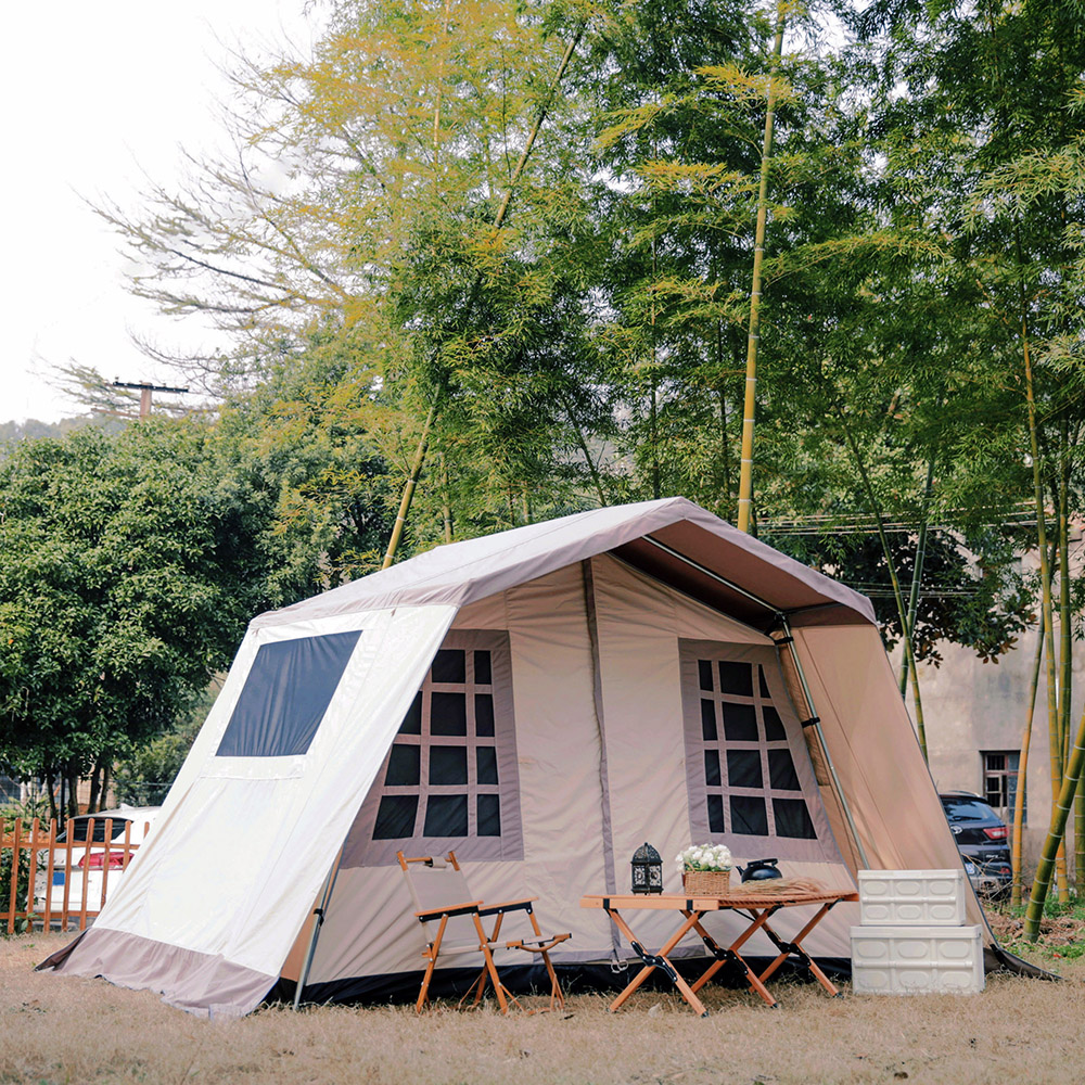 Tienda de campaña tipo casa de dos capas para camping