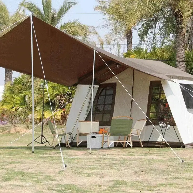 Tienda de campaña tipo casa de dos capas para camping