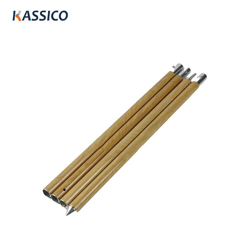 Poste de lona para tienda de campaña de aluminio con patrón de madera para acampar