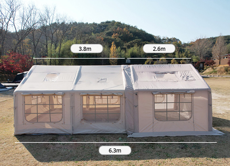 Tienda de campaña hinchable glamping de 22/31 m² para 3 o 4 habitaciones