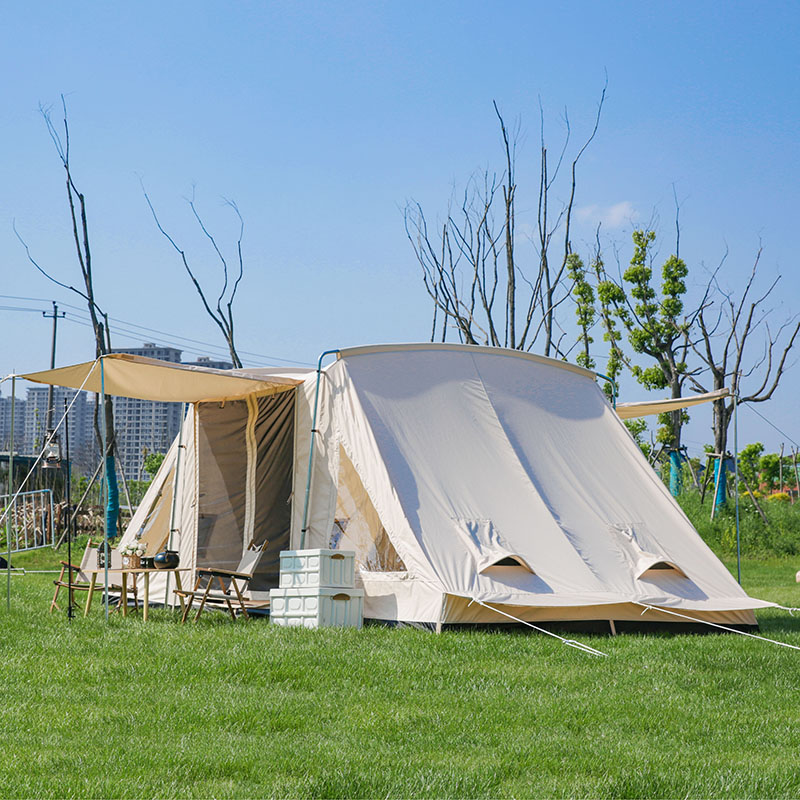 Tiendas de campaña glamping familiares tipo túnel de lona de algodón