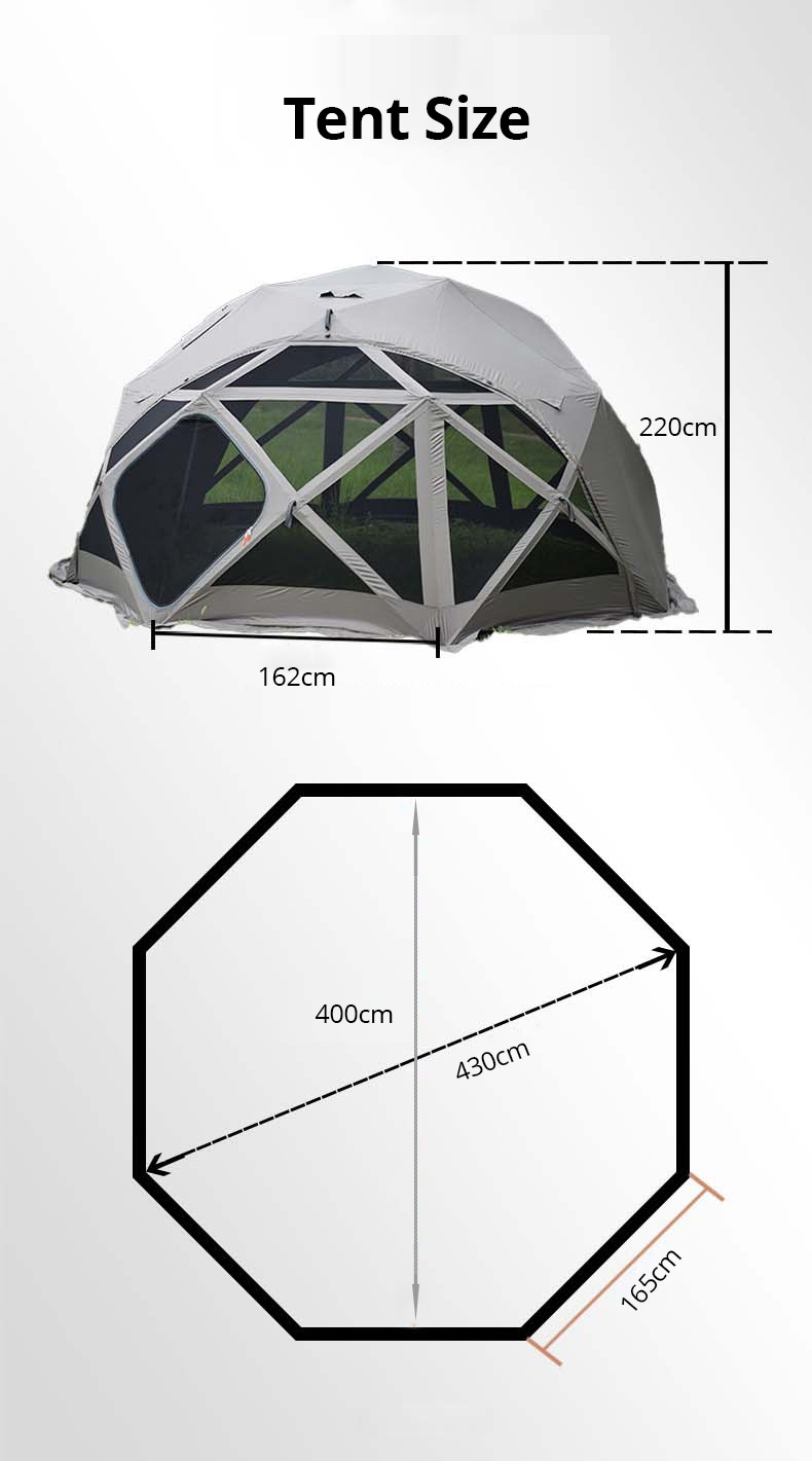 Tienda de campaña con cúpula automática: para hoteles, complejos turísticos y campings