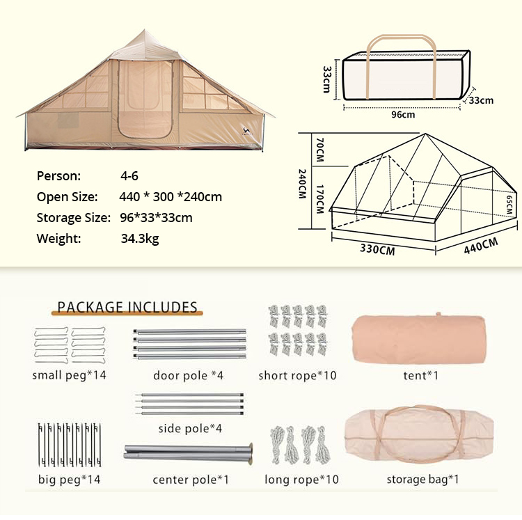 Tienda de campaña familiar Touareg Bell para acampar al aire libre de 20㎡