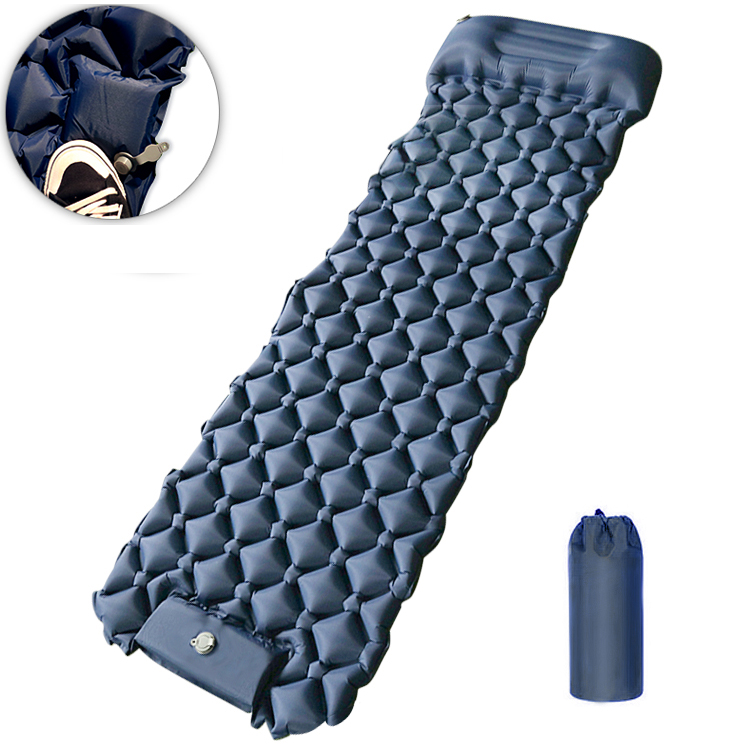 Colchoneta inflable ultraligera para acampar con bomba de pie incorporada