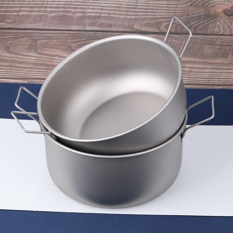 Olla de titanio de gran tamaño con recipiente de pared simple de 1600 ml y 1900 ml