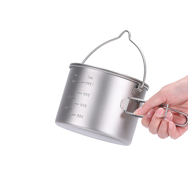Olla de titanio con asa de asa 900ml 1100ml 1600ml