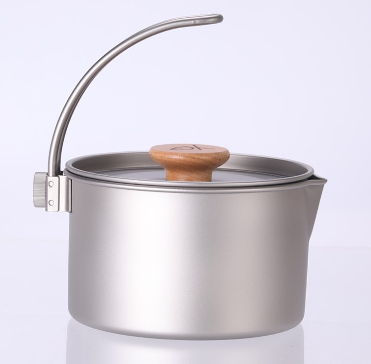 Utensilios de cocina portátiles para acampar con mango desmontable de titanio puro para exteriores