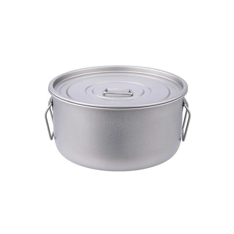 Olla de titanio de gran tamaño con recipiente de pared simple de 1600 ml y 1900 ml
