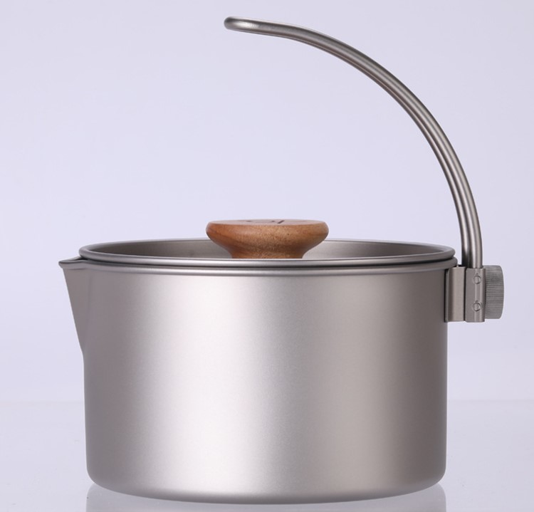 Utensilios de cocina portátiles para acampar con mango desmontable de titanio puro para exteriores
