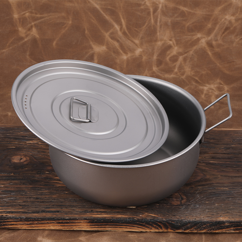 Olla de titanio de gran tamaño con recipiente de pared simple de 1600 ml y 1900 ml