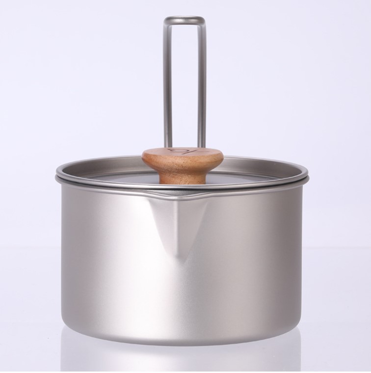 Utensilios de cocina portátiles para acampar con mango desmontable de titanio puro para exteriores