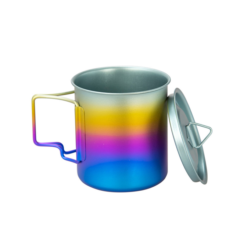 Taza de titanio para acampar al aire libre Taza de titanio colorida