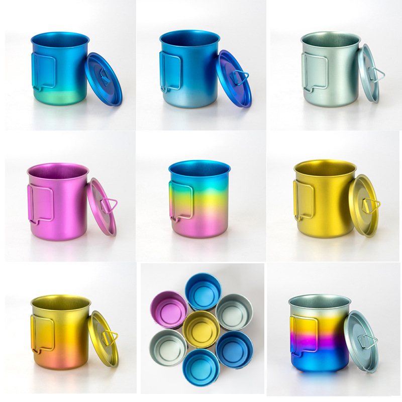 Taza de titanio para acampar al aire libre Taza de titanio colorida