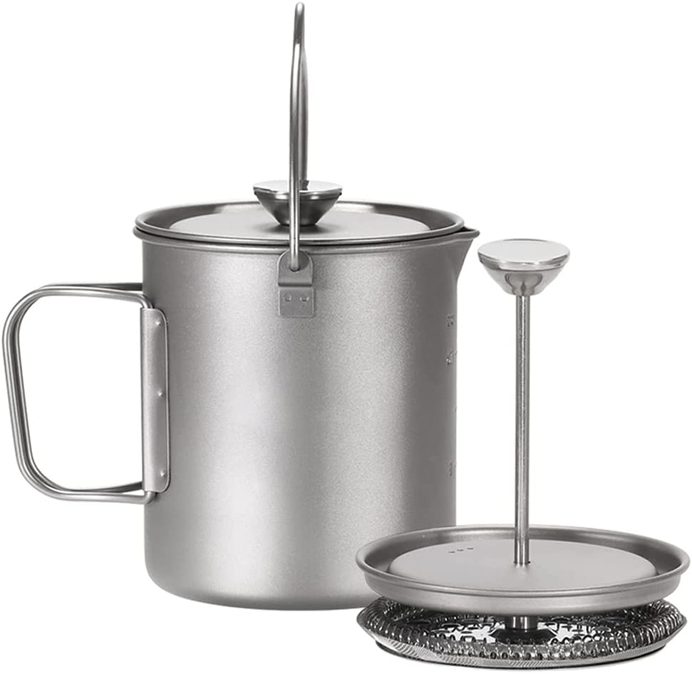 Cafetera de prensa francesa de titanio para acampar Taza de té de titanio