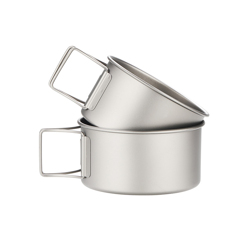 Bol de titanio de 450 ml y 550 ml con asa plegable