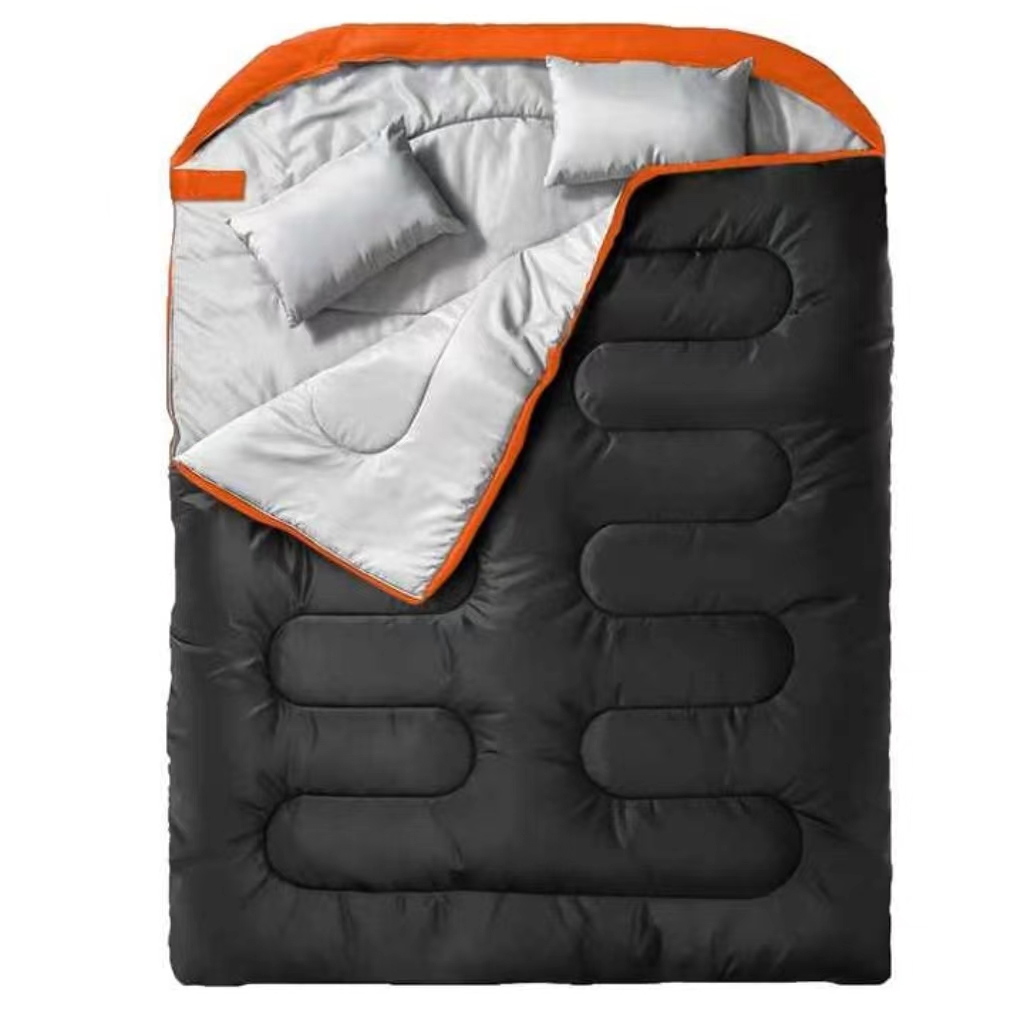 Saco de dormir impermeable para acampar para 2 personas con 2 almohadas