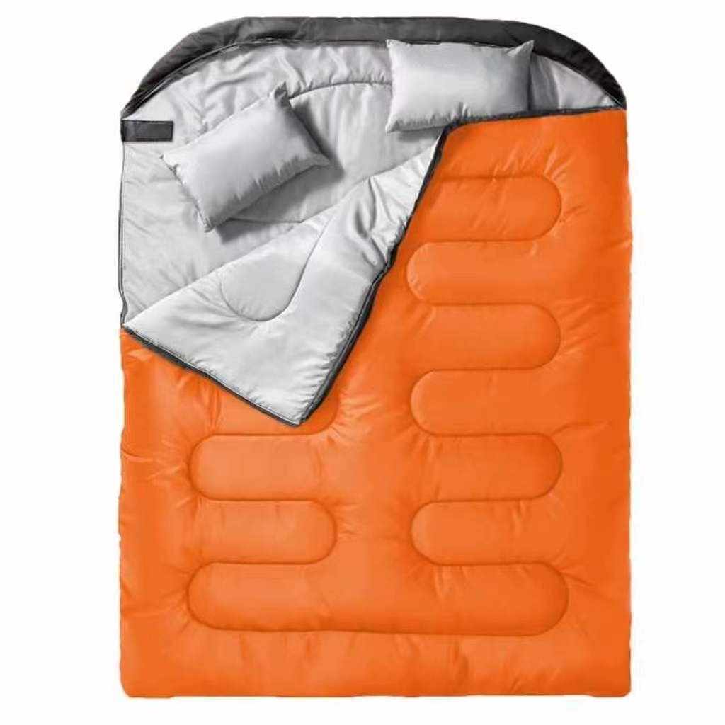 Saco de dormir impermeable para acampar para 2 personas con 2 almohadas