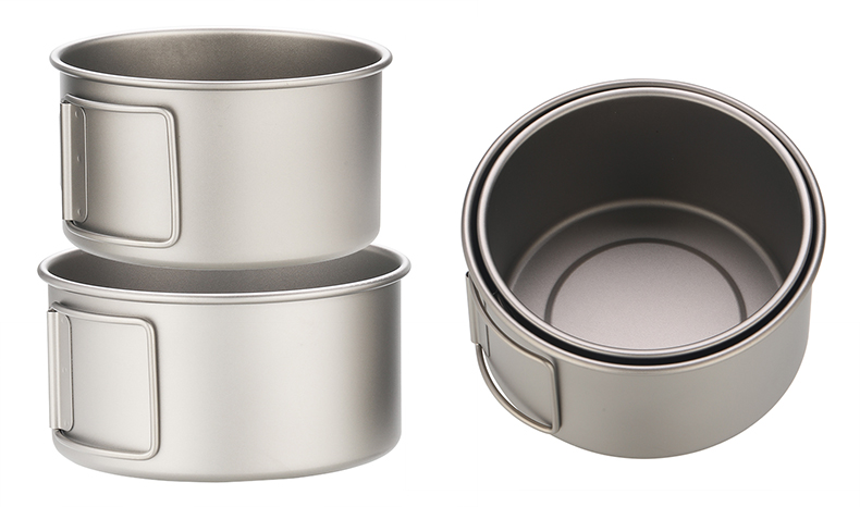 Bol de titanio de 450 ml y 550 ml con asa plegable