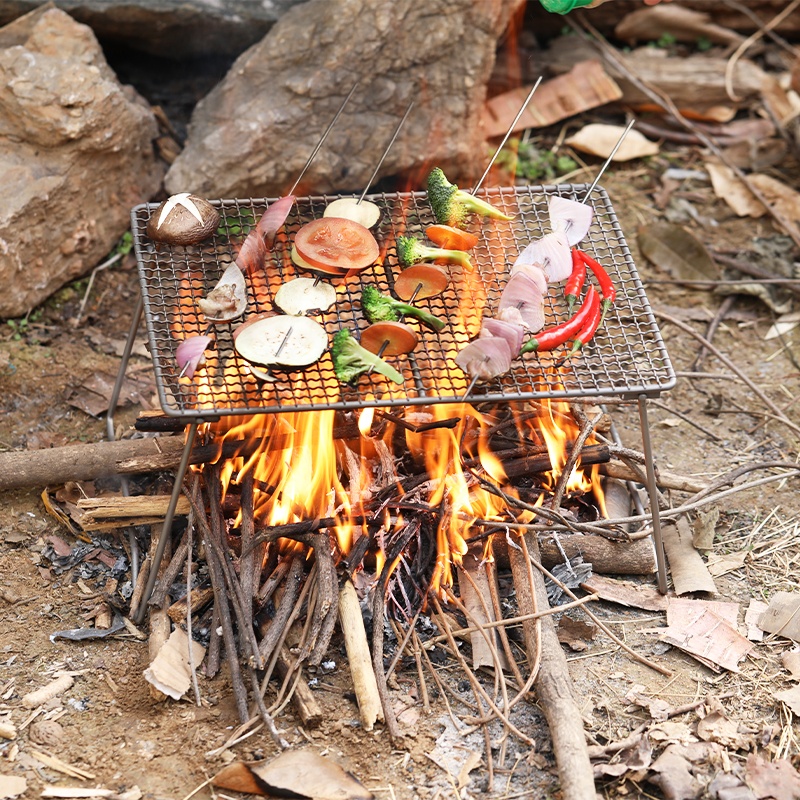 Parrilla de carbón de titanio para barbacoa, red para barbacoa, red para acampar al aire libre, red para acampar, senderismo, placa de titanio, malla de titanio