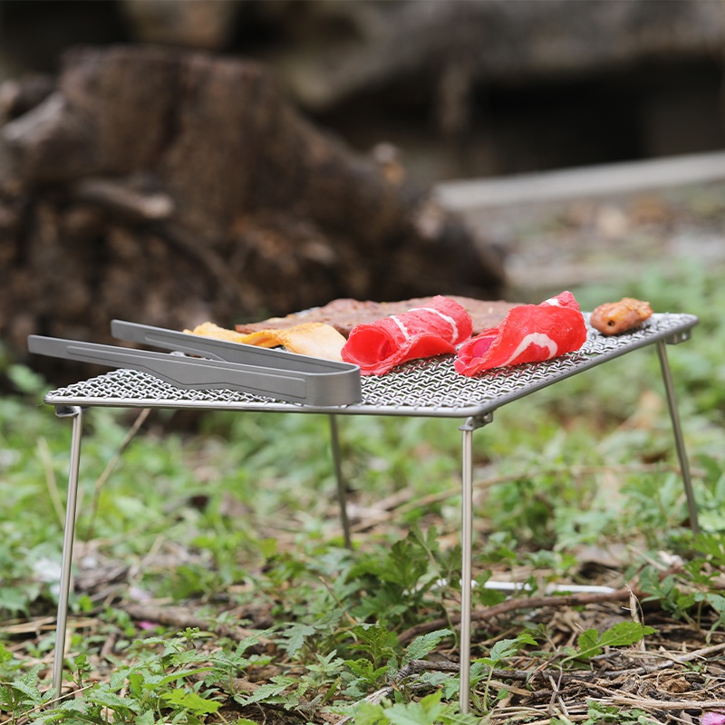 Parrilla de carbón de titanio para barbacoa, red para barbacoa, red para acampar al aire libre, red para acampar, senderismo, placa de titanio, malla de titanio