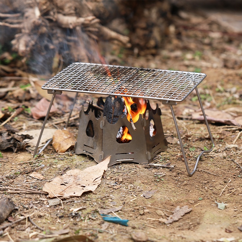 Parrilla de carbón de titanio para barbacoa, red para barbacoa, red para acampar al aire libre, red para acampar, senderismo, placa de titanio, malla de titanio