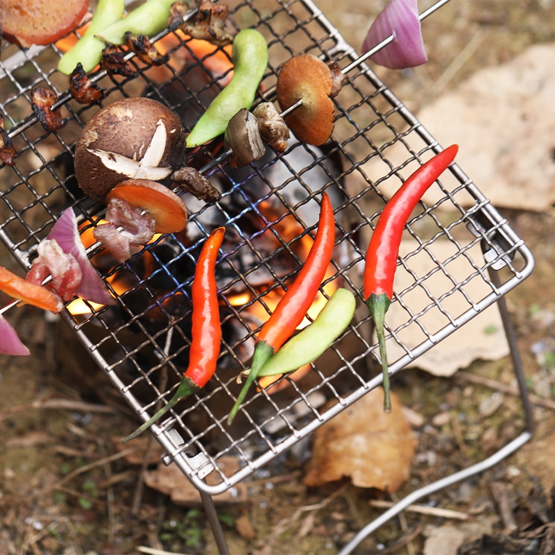 Parrilla de carbón de titanio para barbacoa, red para barbacoa, red para acampar al aire libre, red para acampar, senderismo, placa de titanio, malla de titanio
