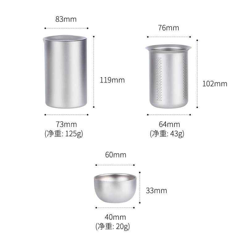 Tazas de té con infusor y tapa TitaniumTea