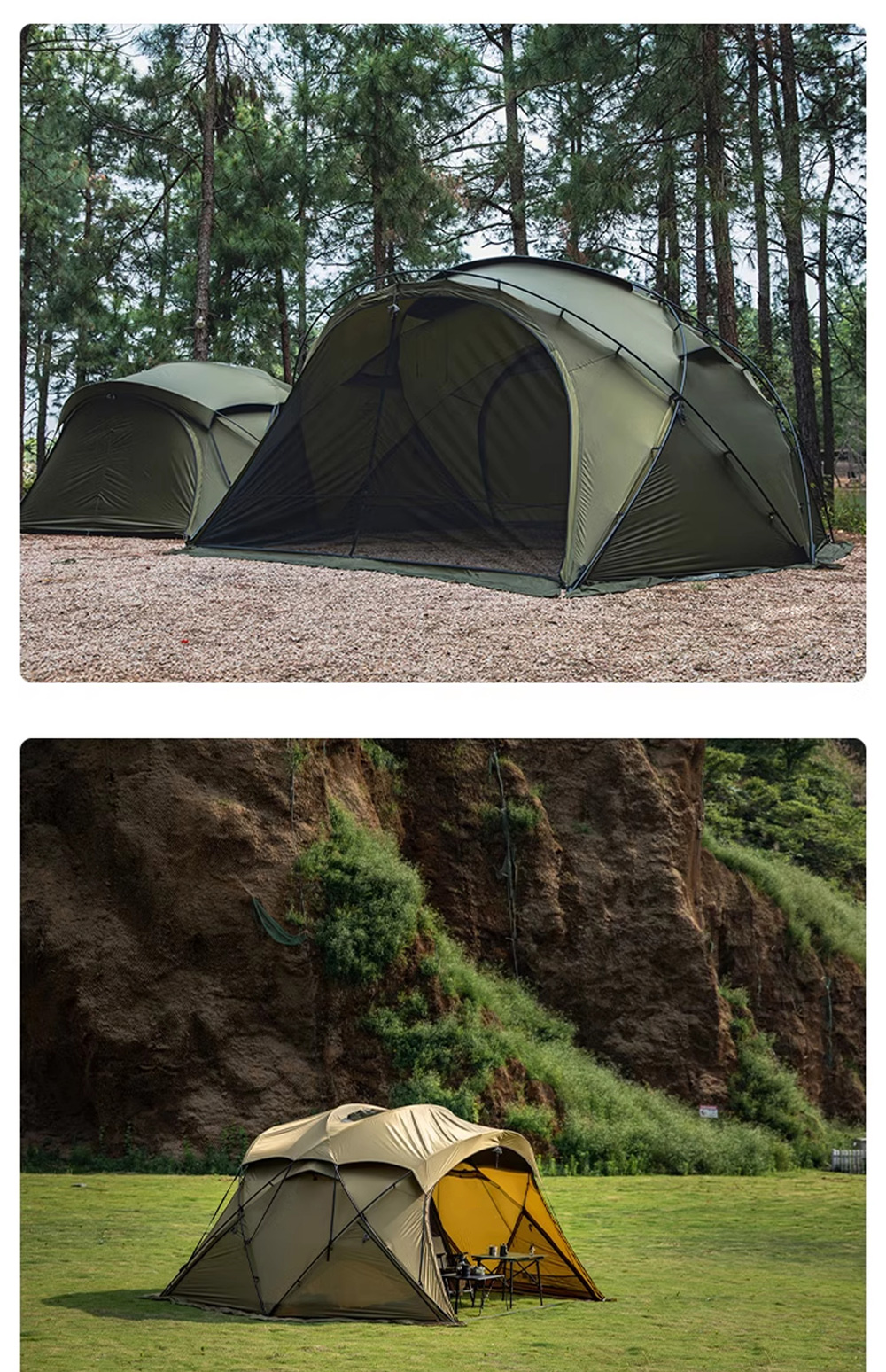 Tienda de campaña tipo domo de nailon ultraligera para glamping: automática, impermeable y resistente al viento