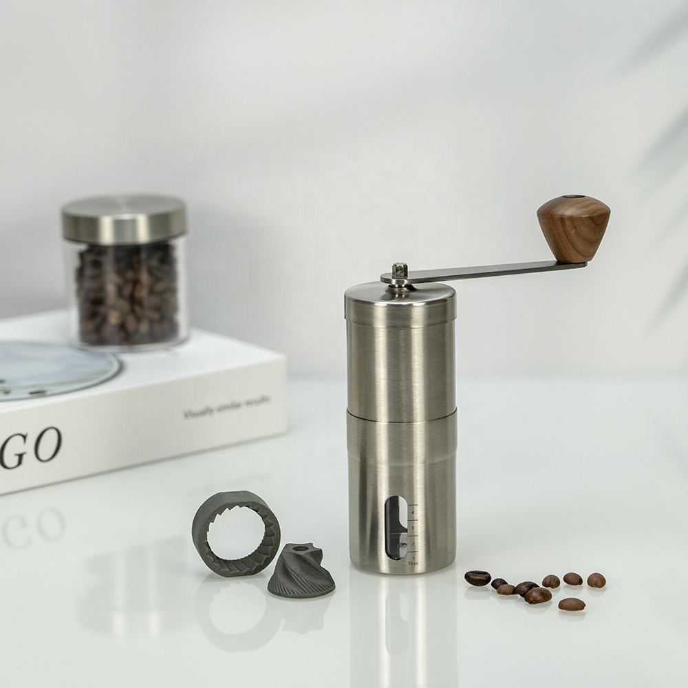 Molinillo de café manual con rebabas de acero inoxidable y núcleo de cerámica