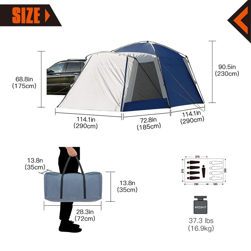 Tienda de campaña versátil para coche de camping de tres estaciones