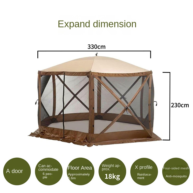 Carpas de cenador con mosquitera de 6 lados para acampar, patio y jardín
