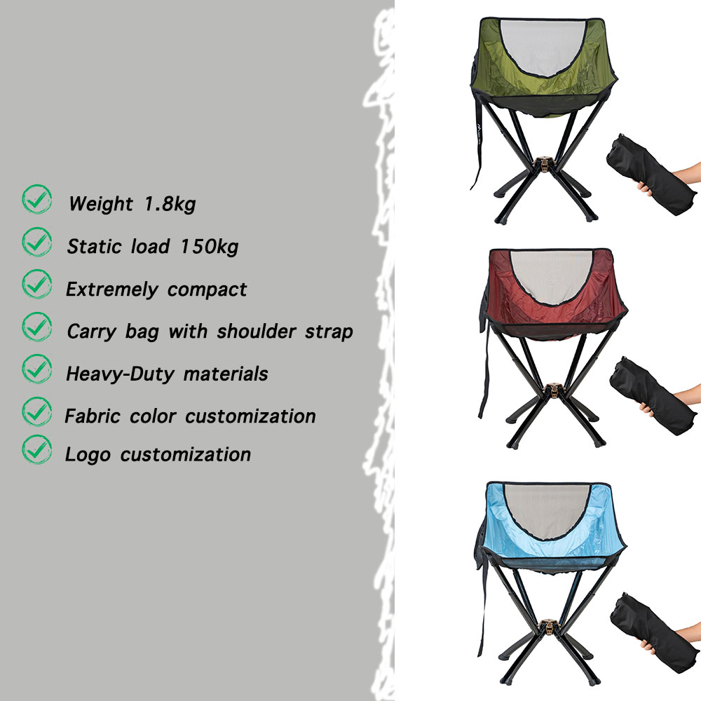 Silla plegable ligera tipo luna para acampar